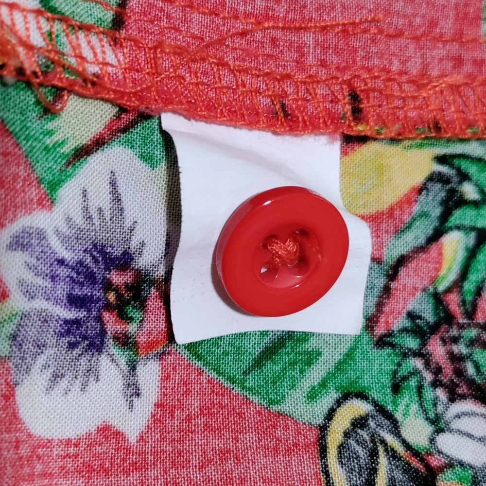 Disney Mickey Mouse Hawaiian Shirt Mens XXL Red Tropical Floral Button Up Aloha - Picture 11 of 12
